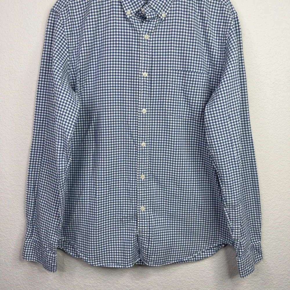 J. Crew Shirt Mens L Blue White Gingham Check Slim Fit Oxford‎ Preppy Office